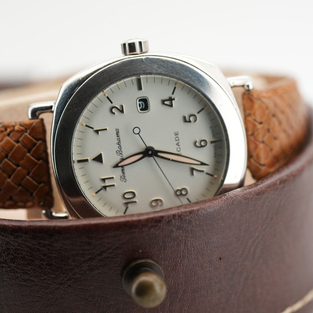 Vintage Tommy Bahama Decade TB1004 Solid 925 Sterling Silver Swiss 39mm Running